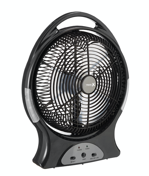 Trail-X 12in Lithium Ion 12/240V Rechargeable Fan