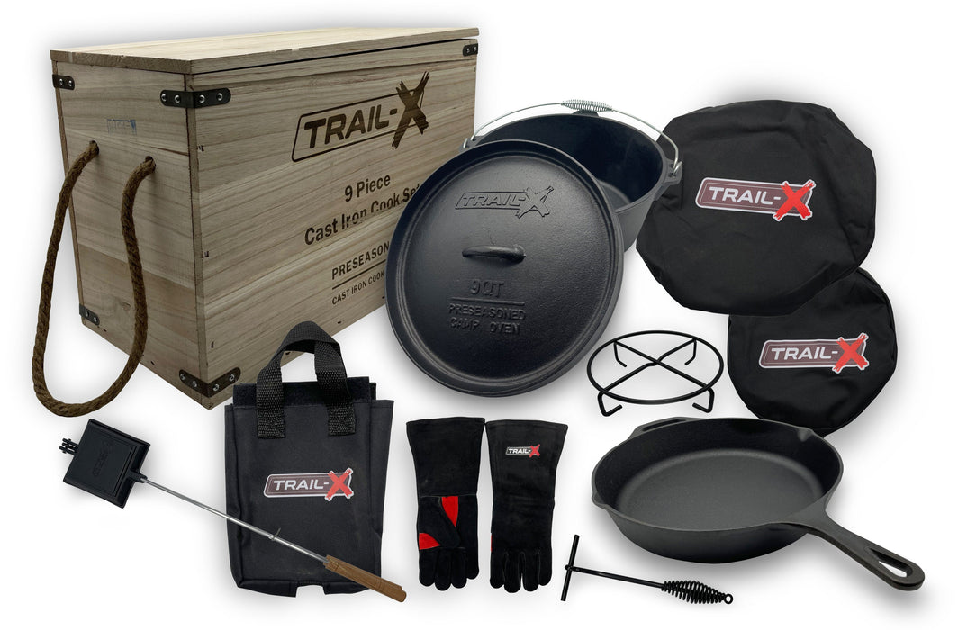 Trail-X 10pce Cast Iron Cook Set